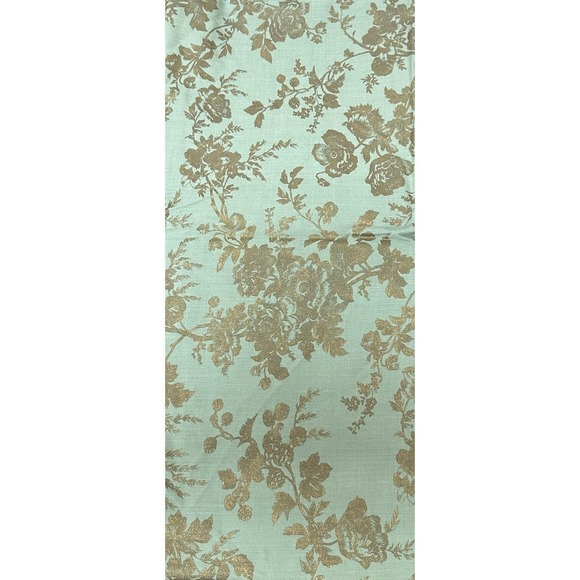 Vtg MCM Retro Green Gold Metallic Floral Rose Craft Upholstery Fabric 6 Yard NEW